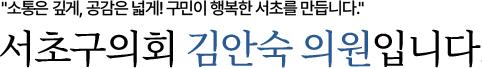 구민에게 힘이 되는 정의로운 의회를 이끌어 나가겠습니다. 서초구의회 김안숙 의원입니다.