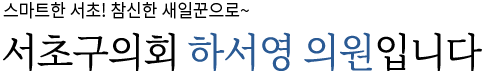 구민에게 힘이 되는 정의로운 의회를 이끌어 나가겠습니다. 서초구의회 하서영 의원입니다.